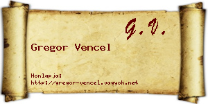 Gregor Vencel névjegykártya